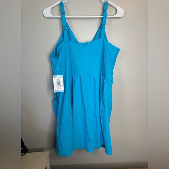 Lands' End Turquoise Blue One-Piece Swim dress - Picture 3 of 4